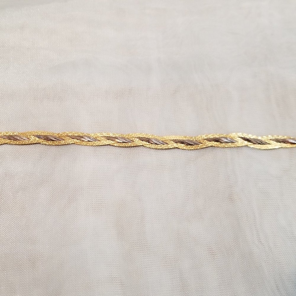 Italian 14k Two-Tone Gold Twined Herringbone Bracelet